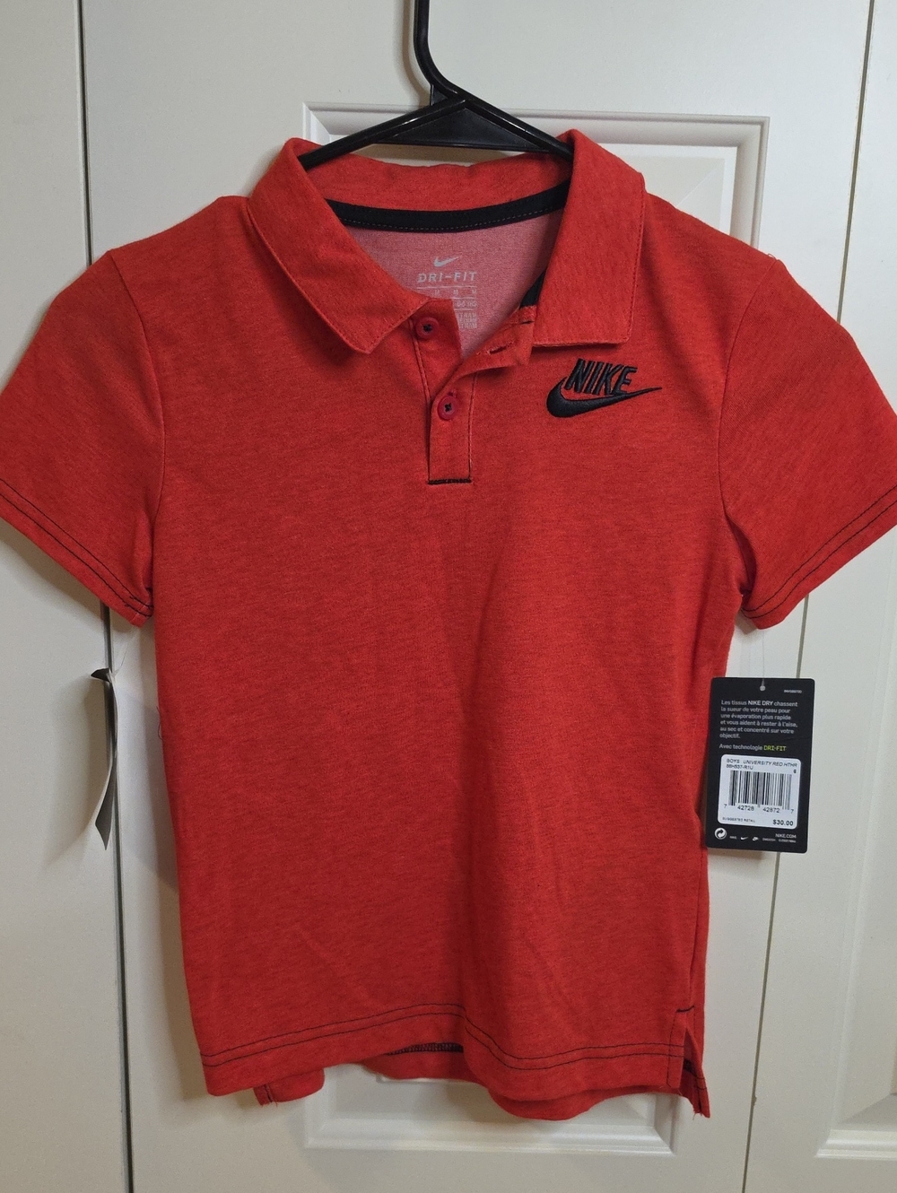 Nike Kids Orange Red Heather Dri-FIT Polo